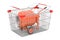 Shopping basket with concrete mixer, 3D rendering