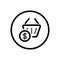 Shopping basket. Dollar symbol. Commerce outline icon in a circle. Vector illustration