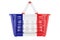 Shopping basket with French flag, market basket or purchasing power concept. 3D rendering