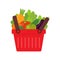 Shopping basket with fresh vegetables. Concept of health