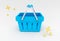 Shopping basket, Grocery shop icon 3d illustration minimal 3d rendering