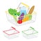 Shopping basket healthy organic fresh and natural food vector icon
