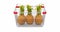 Shopping basket with pineapple rotating, 3d animation. 3D rendering