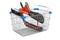 Shopping basket with Snowracer Snow Sled, 3D rendering