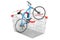 Shopping basket with sport bicycle. 3D rendering