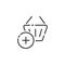 Shopping basket thin line icon. Add product. Outline commerce vector illustration