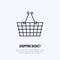 Shopping basket vector flat line icons. Retail store supplies, trade shop, supermarket equipment sign. Commercial