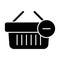 Shopping basket vector icon. Black and white Remove from cart illustration. Solid linear icon.