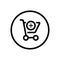 Shopping cart. Add product. Commerce outline icon in a circle. Vector illustration