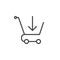 Shopping cart with arrow inside line icon