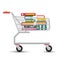 Shopping Cart with Books. Vector E-Book Store Icon.