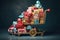 A shopping cart brimming with an abundance of presents, ready for joyful celebrations and thoughtful gift exchanges, Overflowing