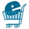 Shopping cart carrying the letter e. E-commerce concept. Vector illustration