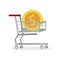 Shopping Cart with Coin Flat Vector Illustration