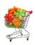 Shopping cart with colorful gift boxes