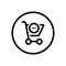 Shopping cart. Delete product. Commerce outline icon in a circle. Vector illustration