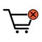 Shopping cart donts sale icon, market story shop vector illustration symbol isolated on white background