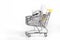 A shopping cart with energy saving light bulbs. A notion of buying electric appliances