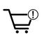 Shopping cart exclamation mark sale icon, market story shop vector illustration symbol isolated on white background