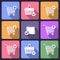 Shopping cart flat icons