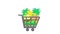 Shopping cart with fruits. Animation