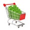 Shopping Cart with Fuel Jerrycans. 3d Rendering