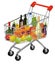 A shopping cart full of fresh colorful products.