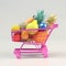 Shopping cart full of fruit, 3d illustration shopping concept.