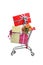 A shopping cart full with gifts
