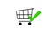 Shopping cart with green hook white background