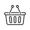 Shopping cart with handles up line icon vector illustration. Supermarket basket goods purchase