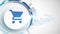 Shopping cart icon animation white digital elements technology background