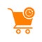 Shopping cart icon, commerce icon with clock sign. Shopping cart icon and countdown, deadline, schedule, planning symbol