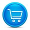 Shopping cart icon glass shiny blue round button isolated design vector illustration