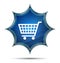 Shopping cart icon magical glassy sunburst blue button