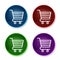 Shopping cart icon shiny round buttons set illustration