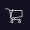 Shopping cart icon. Trolley line icon on dark background. Vector