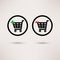 Shopping cart icons. Plus and minus signs. Vector
