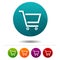 Shopping Cart icons. Sale signs. Shopping symbol. Vector Circle web buttons.