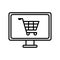 Shopping cart inside computer line style icon vector design