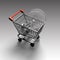 Shopping cart with large light bulb, 3D rendering