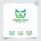 Shopping cart logo design concept of online shop icon and organic vegetable vector used for merchant, e-commerce, and supermarket