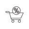 shopping cart with percentage symbol. Vector illustration decorative design