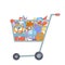 Shopping cart preparation education colladge school knowledge purchase goods flat design character vector illustration