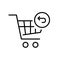Shopping cart with return arrow. Pixel perfect, editable stroke