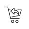 Shopping cart with return arrow symbol. Store order refund. Pixel perfect, editable stroke