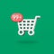 Shopping Cart Shape with 99 Notification on Green Background