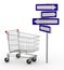 Shopping cart and signage arrow