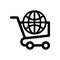 Shopping cart with sphere browser silhouette style