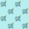Shopping cart staggered on blue. Seamless pattern